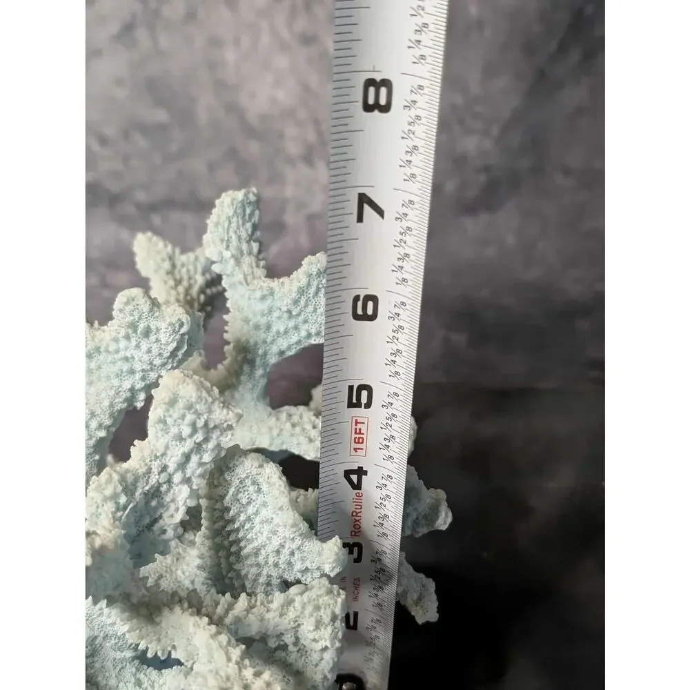 Nautical Coral Resin Art Statue Figurine Glass Bass Teal Large Staghorn Decor